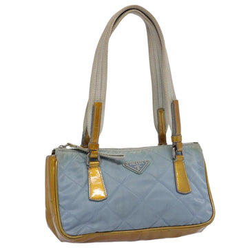 PRADA Hand Bag Nylon Enamel Light Blue Auth 62677