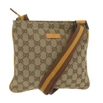 GUCCI GG Canvas Sherry Line Shoulder Bag Beige Yellow Brown 146809 Auth 62827