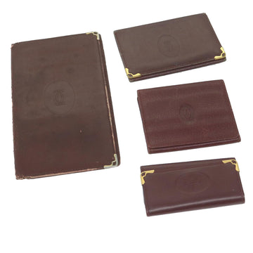 CARTIER Key Case Billfold Leather 4Set Red Auth 62863