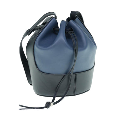 LOEWE Balloon Shoulder Bag Leather Black Navy Auth 62905A