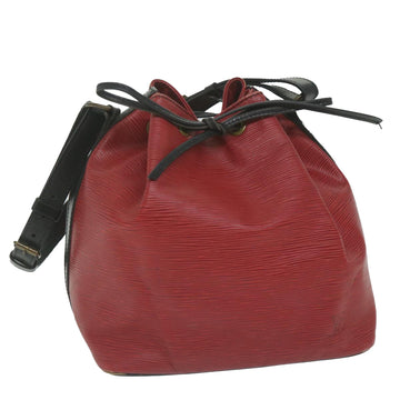 LOUIS VUITTON Epi Petit Noe Shoulder Bag Bicolor Black Red M44172 LV Auth 63243