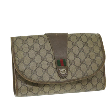 GUCCI Web Sherry Line GG Supreme Clutch Bag Beige Red Green 89 01 030 Auth 63482