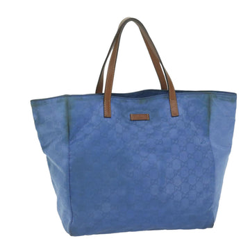GUCCI GG Canvas Tote Bag Nylon Blue Auth 63547