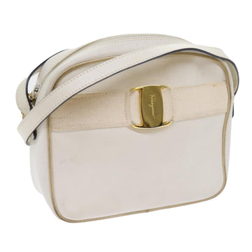 SALVATORE FERRAGAMO Shoulder Bag Leather White Auth 63692