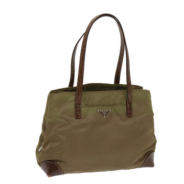 PRADA Shoulder Bag Nylon Khaki Auth 63816