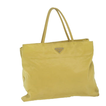 PRADA Tote Bag Nylon Yellow Auth 63980
