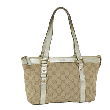 GUCCI GG Canvas Hand Bag Beige Gold Auth 64007