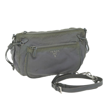 PRADA Shoulder Bag Nylon Gray Auth 64759