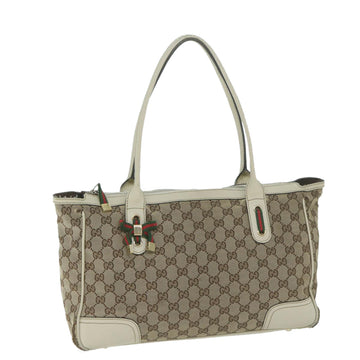 GUCCI GG Canvas Web Sherry Line Tote Bag Beige Red Green 177052 Auth 64768