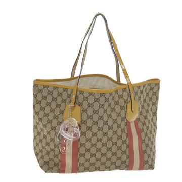 GUCCI GG Canvas Sherry Line Tote Bag Beige Red 211970 Auth 65171