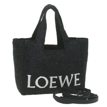 LOEWE Tote Small Hand Bag Raffia 2way Black A685B59X01 Auth 65256SA