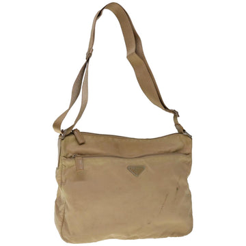 PRADA Shoulder Bag Nylon Beige Auth 65373