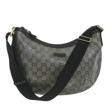 GUCCI GG Canvas Shoulder Bag Coated Canvas Silver Black Auth 65561