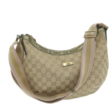 GUCCI GG Canvas Sherry Line Shoulder Bag Gold Beige pink 181092 Auth 65952