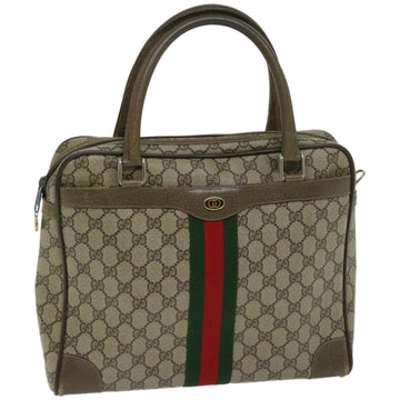 GUCCI GG Canvas Hand Bag PVC Beige Green Red Auth 66323