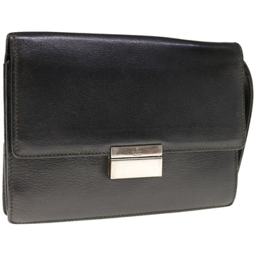GUCCI Clutch Bag Leather Black Auth 66343