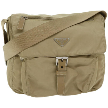 PRADA Shoulder Bag Nylon Beige Auth 66371