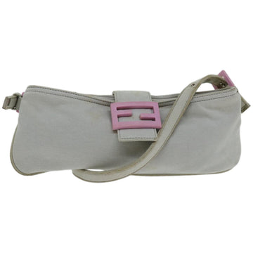 FENDI Mamma Baguette Shoulder Bag Nylon Gray Auth 66503