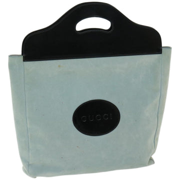 GUCCI Hand Bag Suede Light Blue Auth 66605