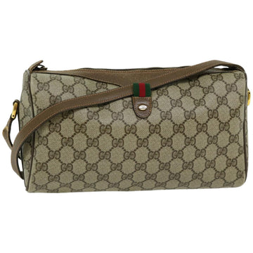 GUCCI GG Canvas Web Sherry Line Shoulder Bag PVC Beige Red Green Auth 66739