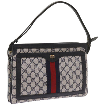 GUCCI GG Canvas Sherry Line Shoulder Bag PVC Navy Red Auth 66740