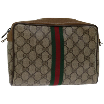 GUCCI GG Supreme Web Sherry Line Clutch Bag Beige Red Green 89 01 012 Auth 66852
