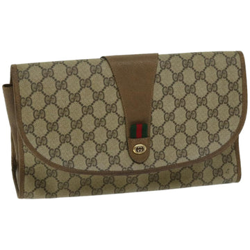GUCCI GG Supreme Web Sherry Line Clutch Bag Beige Red Green 89 01 031 Auth 67007