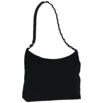 SALVATORE FERRAGAMO Chain Shoulder Bag Nylon Black Auth 67155