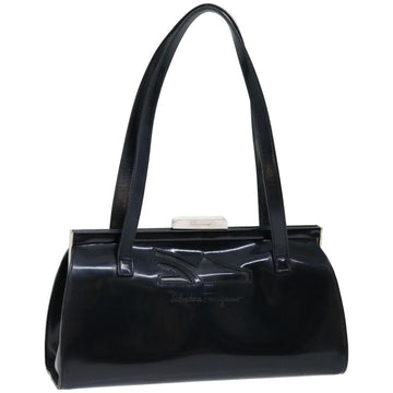 SALVATORE FERRAGAMO Hand Bag Patent leather Black Auth 67156