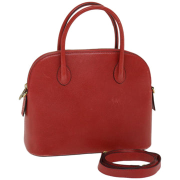 CELINE Hand Bag Leather 2way Red Auth 67191