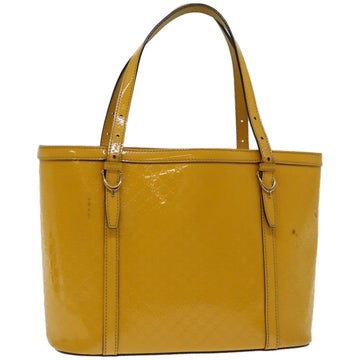 GUCCI Micro GG Canvas Hand Bag Patent leather Yellow 336776 Auth 67196