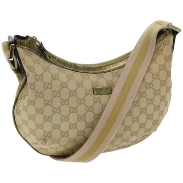 GUCCI GG Canvas Sherry Line Shoulder Bag Gold Beige pink 181092 Auth 67223