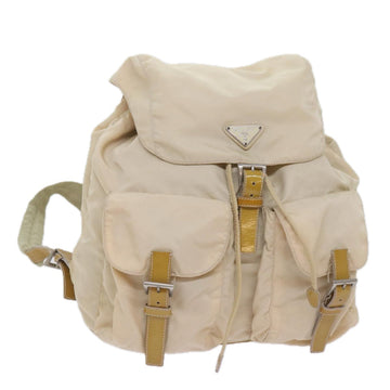 PRADA Backpack Nylon Beige Auth 67585