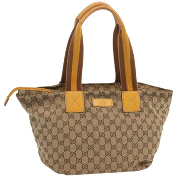 GUCCI GG Canvas Sherry Line Tote Bag Yellow Beige Brown 131230 Auth 67818
