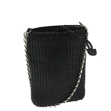 GUCCI Chain Shoulder Bag Leather Black Auth 68015