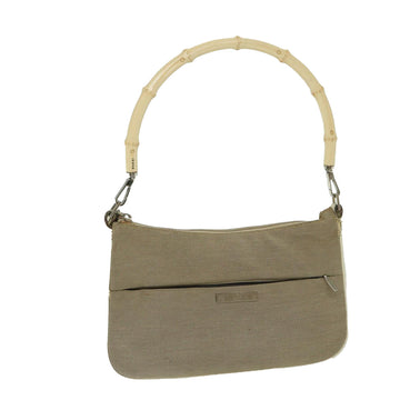 GUCCI Bamboo Hand Bag Canvas Beige 001 3865 Auth 68021