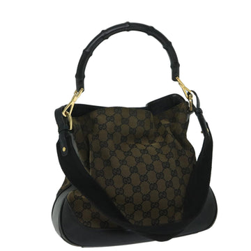 GUCCI GG Canvas Bamboo Hand Bag 2way Black Auth 68143
