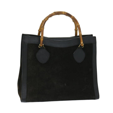 GUCCI Bamboo Hand Bag Suede Black 002 123 0260 Auth 68149