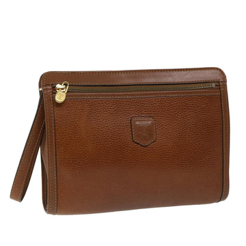 CELINE Clutch Bag Leather Brown Auth 68346