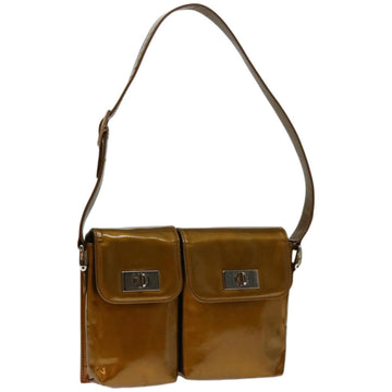GUCCI Shoulder Bag Patent leather Bronze 001 1817 Auth 68367