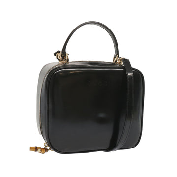 GUCCI Hand Bag Patent leather 2way Black Auth 68520