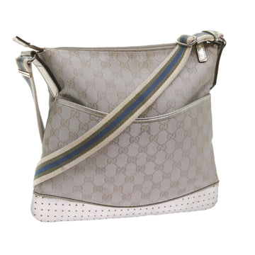 GUCCI GG implementation Sherry Line Shoulder Bag Silver Gray 145857 Auth 68676