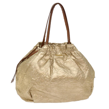 PRADA Tote Bag Nylon Gold Auth 69359