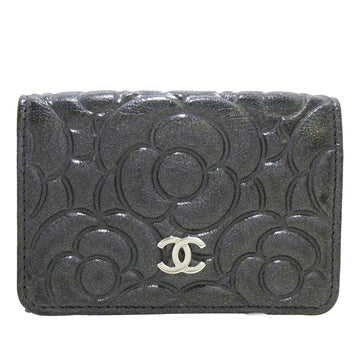 CHANEL Camellia Goatskin Trifold Wallet Small Wallets