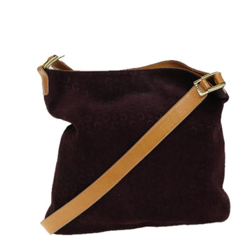 CELINE C Macadam Canvas Shoulder Bag Bordeaux Auth 70179