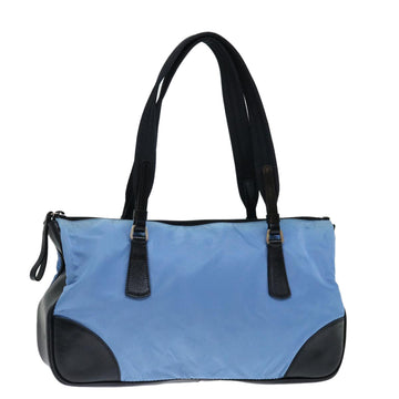 PRADA Shoulder Bag Nylon Light Blue Black Auth 71018