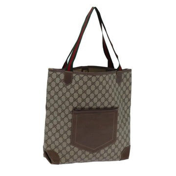 GUCCI GG Canvas Web Sherry Line Tote Bag PVC Beige Green Red Auth 71031