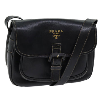 PRADA Safiano leather Shoulder Bag Black Auth 71061