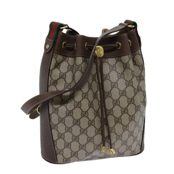 GUCCI GG Canvas Web Sherry Line Shoulder Bag PVC Beige Green Red Auth 71074