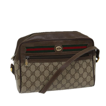 GUCCI GG Canvas Web Sherry Line Shoulder Bag PVC Beige Green Red Auth 71165